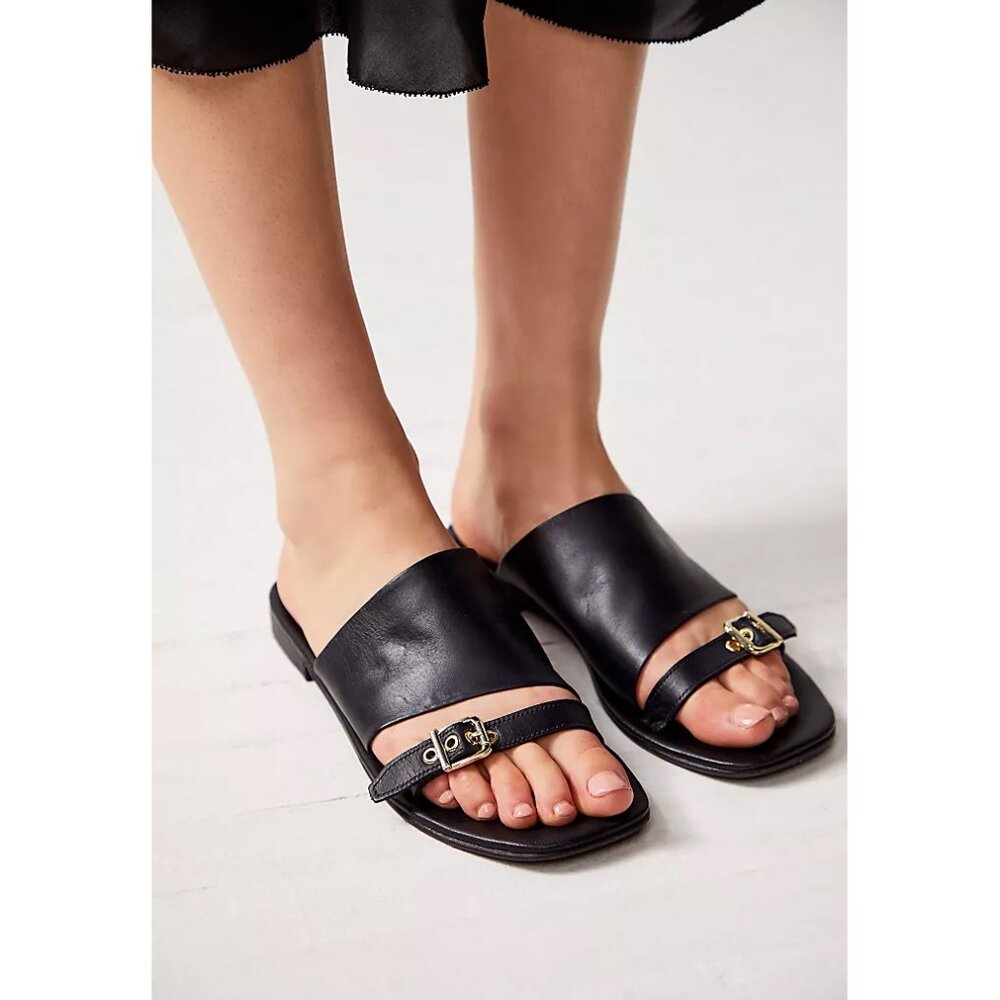 🆕 FREE PEOPLE Mila Minimal Flat Sandals / Black